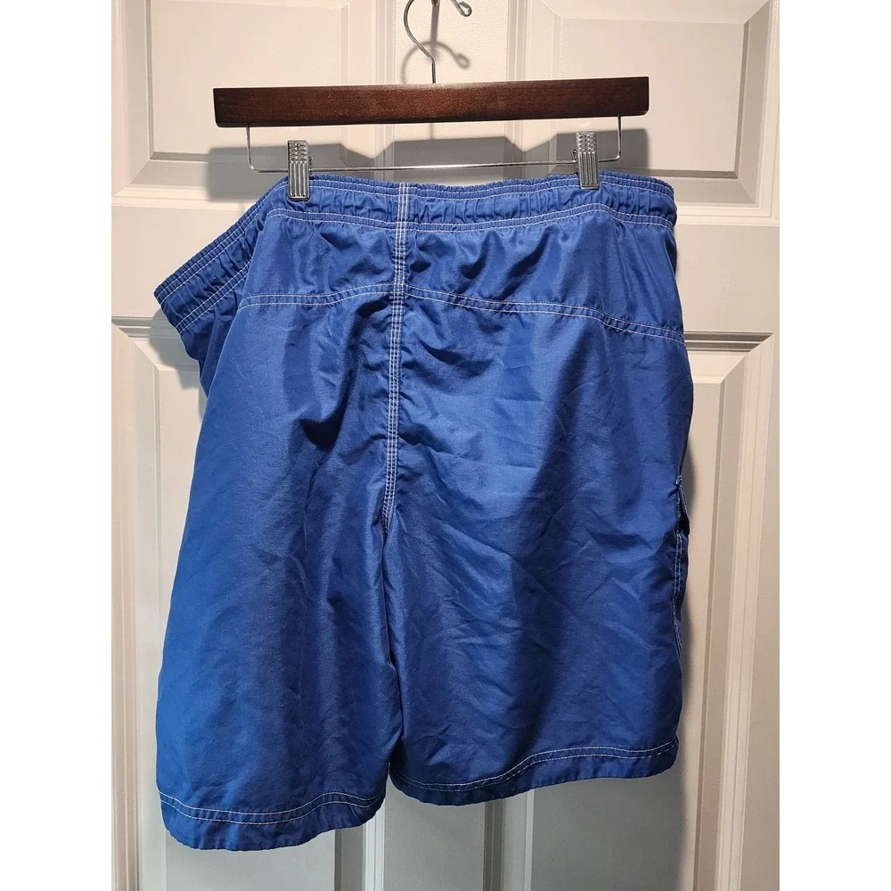 Speedo Vintage 90s Blue Swim Trunks Men's Large Cargo Pocket Board Shorts w/mesh